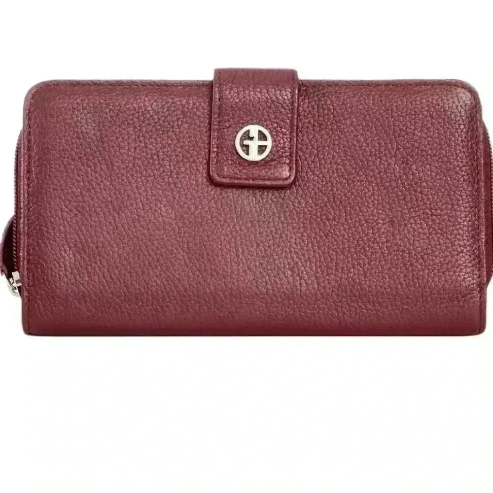 Giani Bernini Softy pebbled Leather Organizational all in one Wallet burgundy
